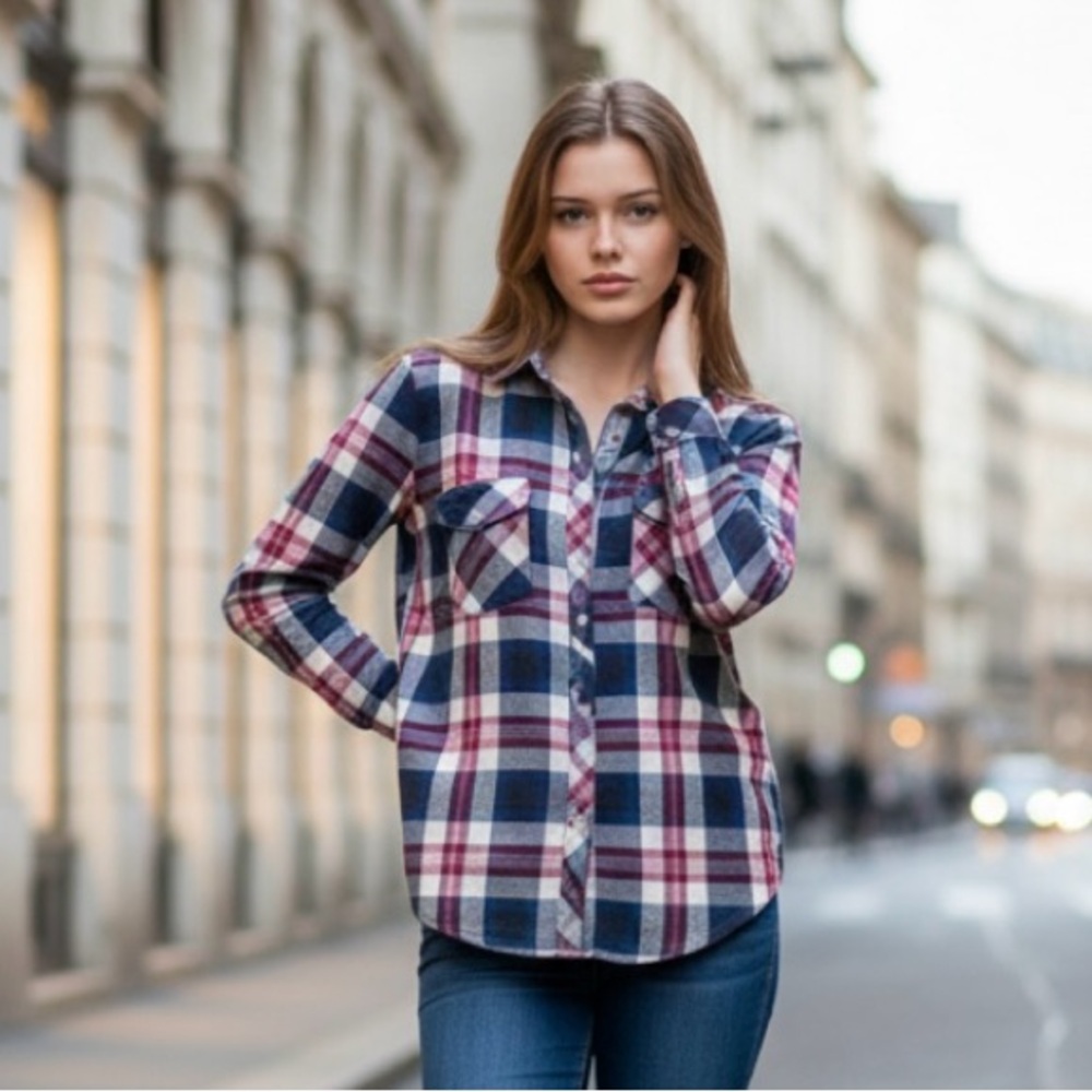 RAILS Plaid Shirt Western Navy Blue Maroon Button Top Down Women’s Small